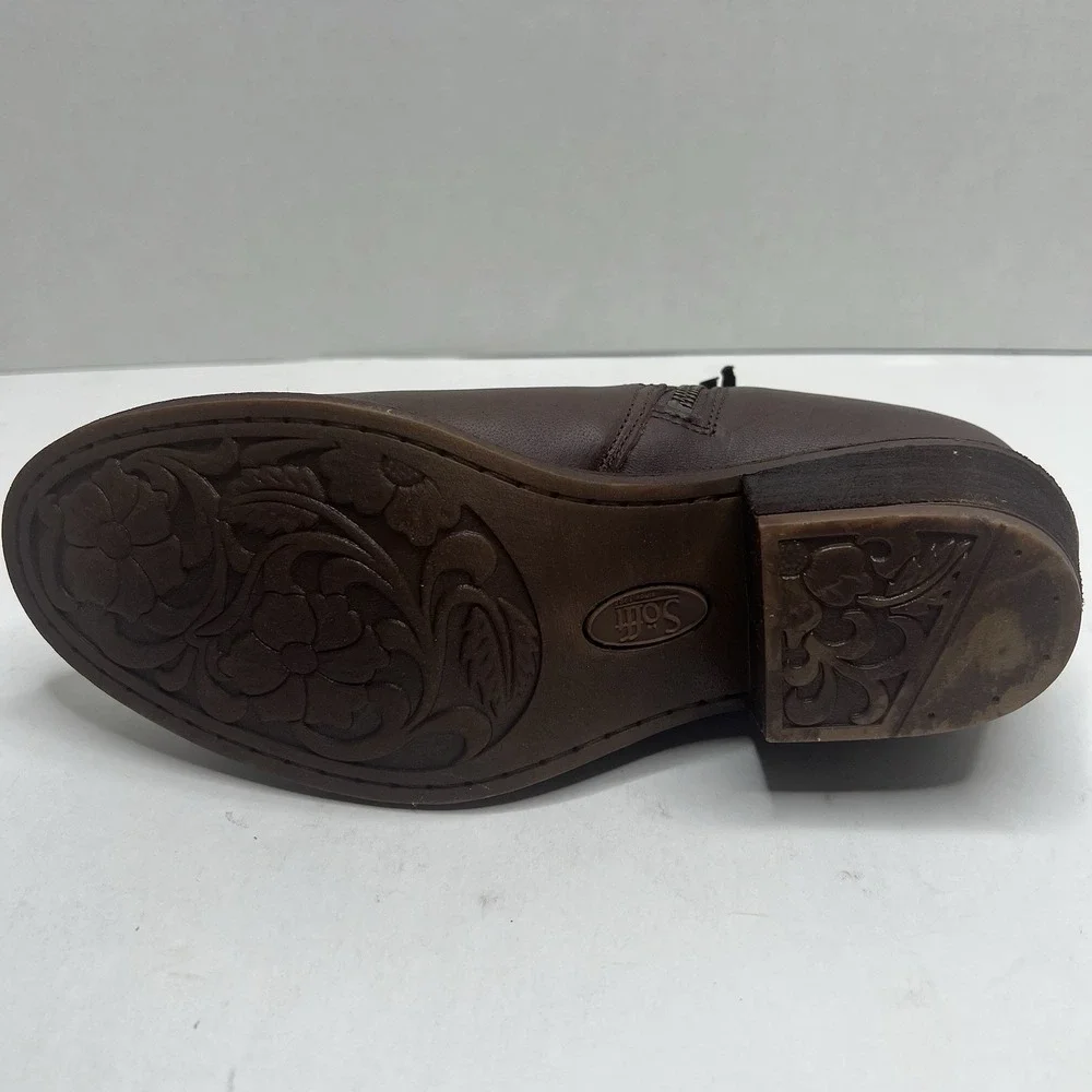Sofft Ardmore Women’s 8 M Dark Luggage Brown Leather Heeled Ankle Booties NIB